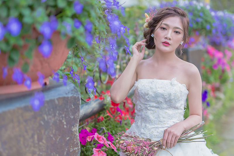 嘉義自助婚紗創作 | 白紗造型 韓風編髮 乾燥花頭花 模特兒:金妖嬌